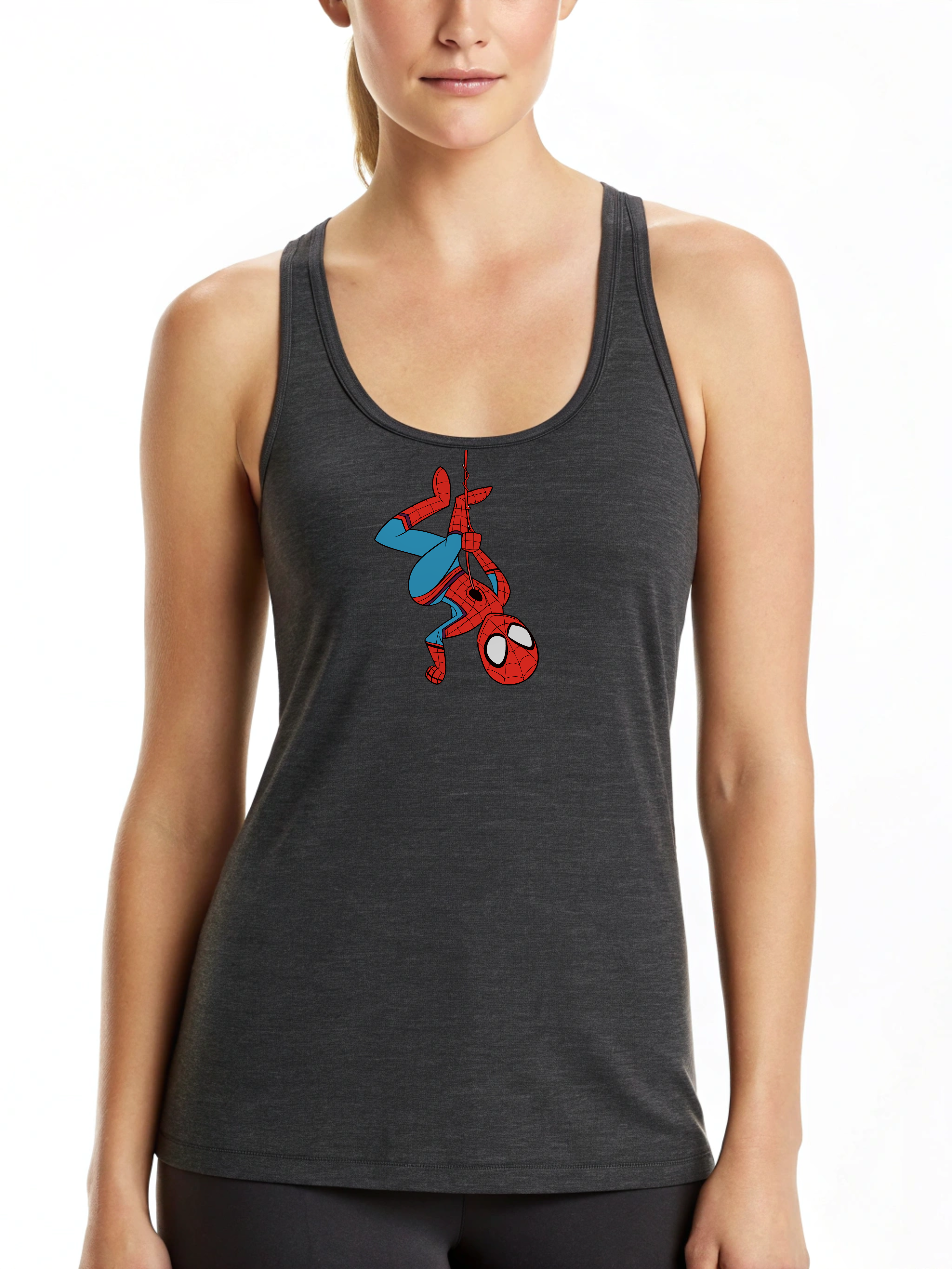 hanging spiderman tanktop charcoal
