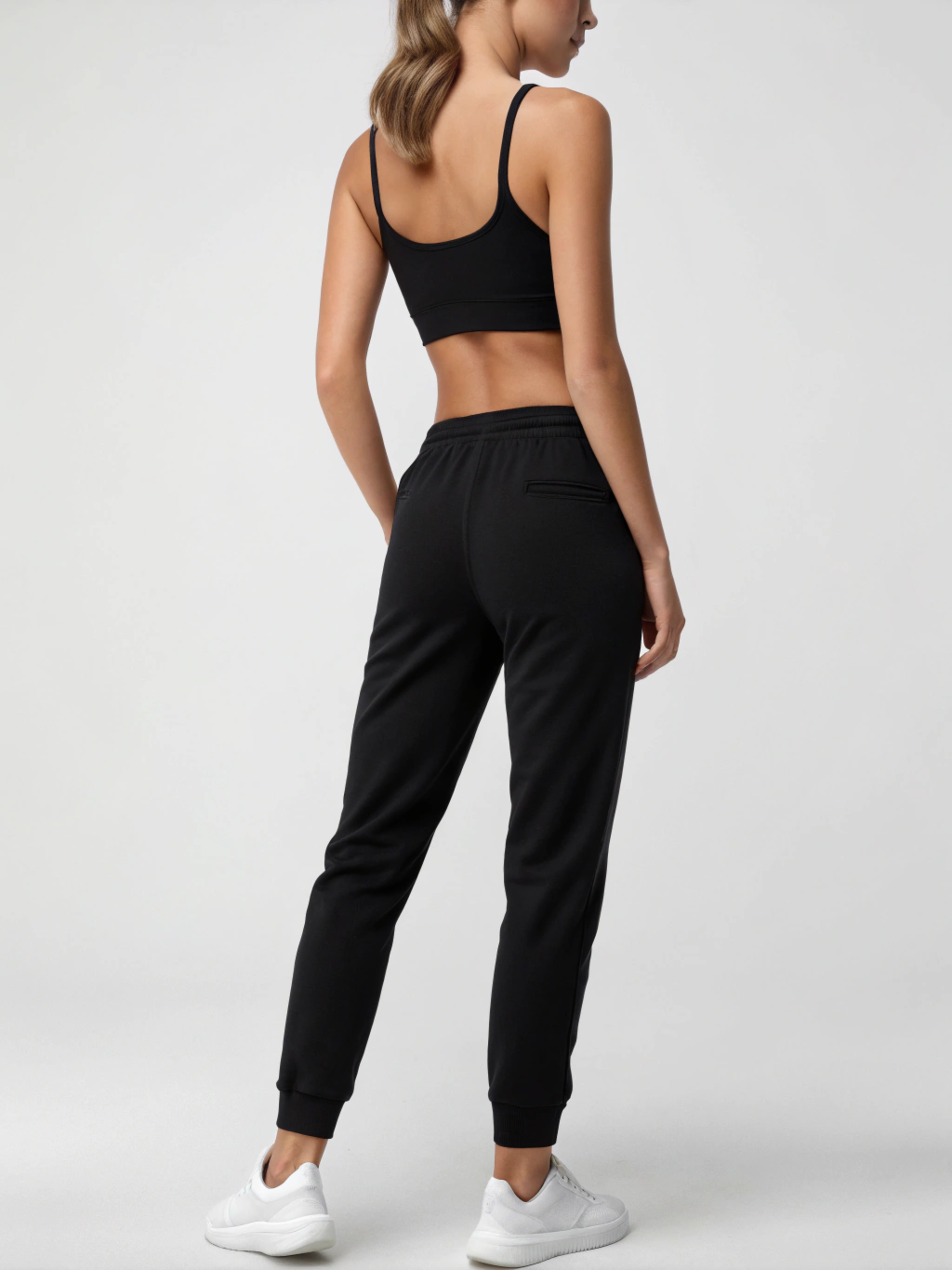 Stride Luxe: Premium Cotton Women’s Joggers Black