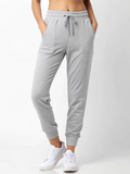 Stride Luxe: Premium Cotton Women’s Joggers Melange Grey