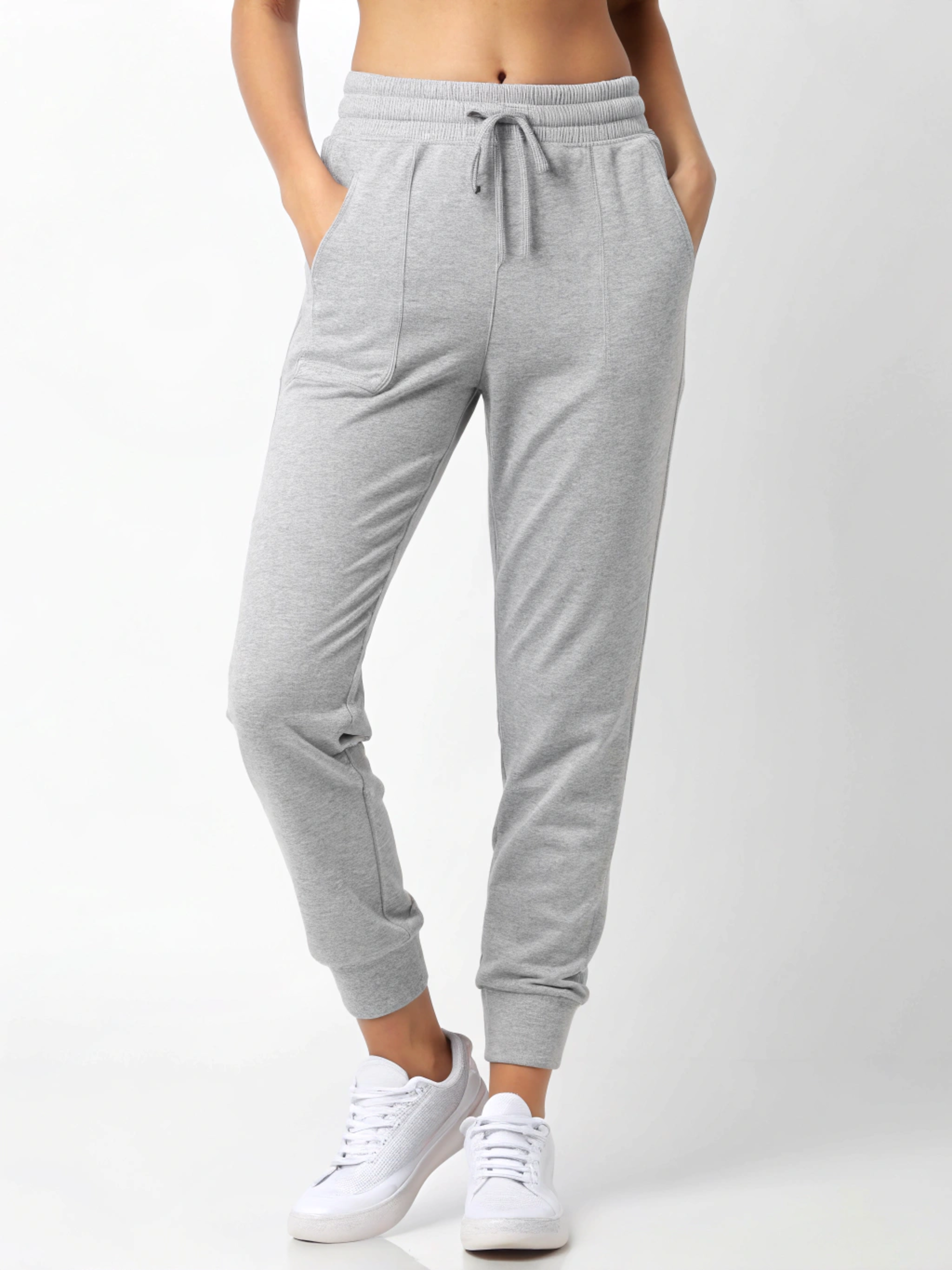 Stride Luxe: Premium Cotton Women’s Joggers Melange Grey