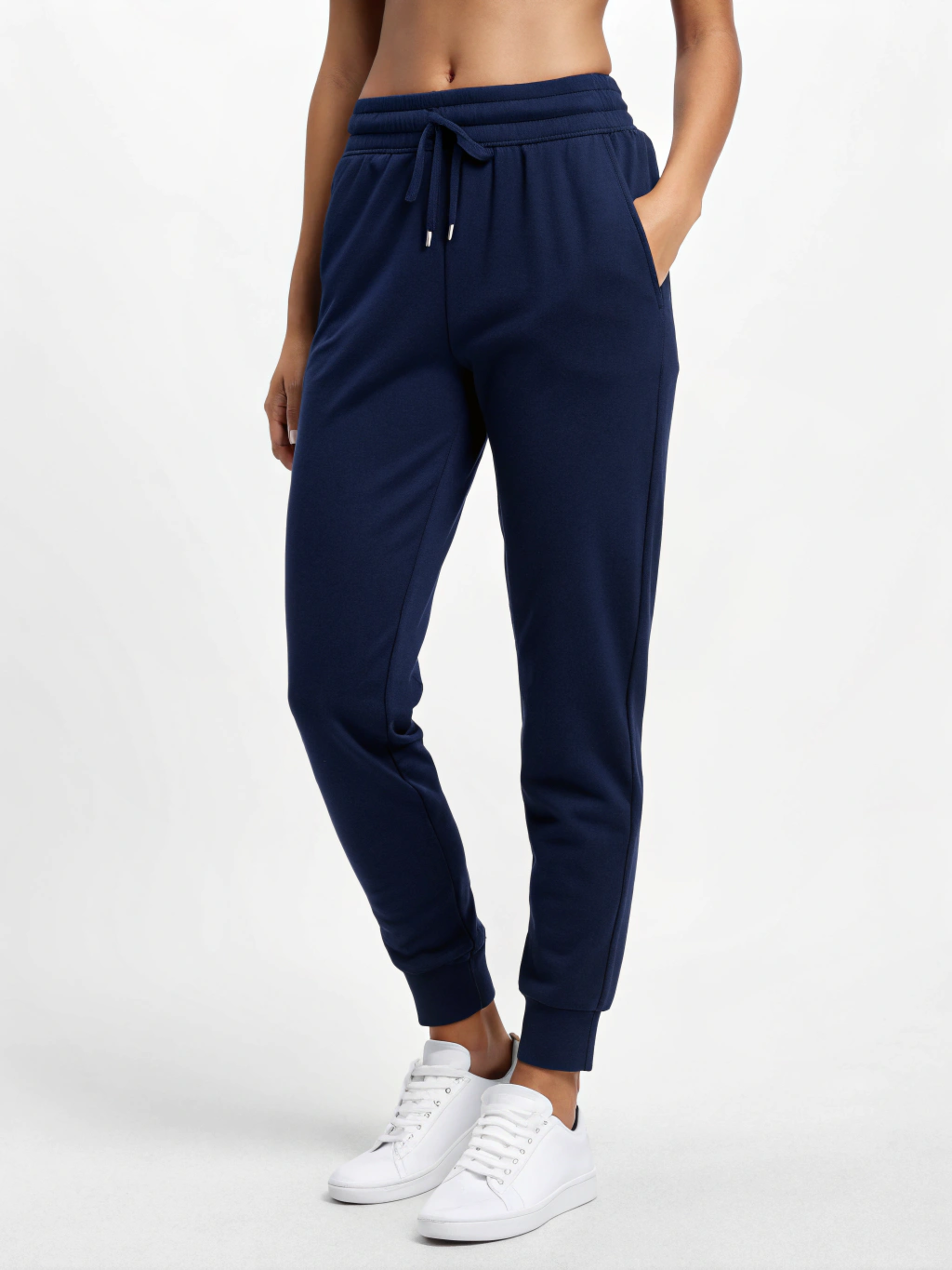 Stride Luxe: Premium Cotton Women’s Joggers Navy