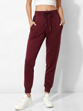 Stride Luxe: Premium Cotton Women’s Joggers Maroon