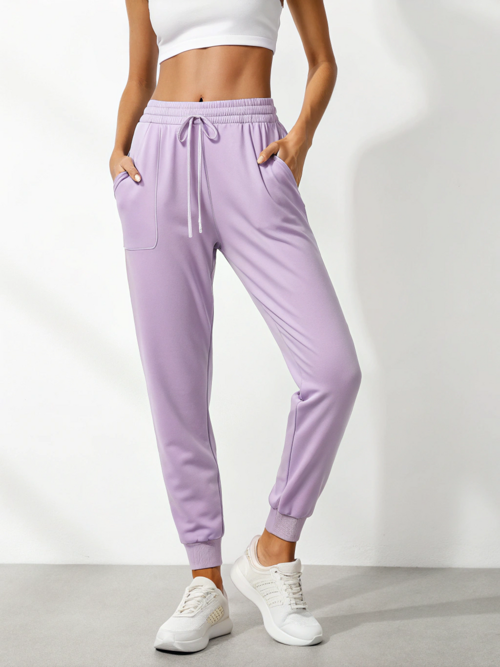 Stride Luxe: Premium Cotton Women’s Joggers Lavender