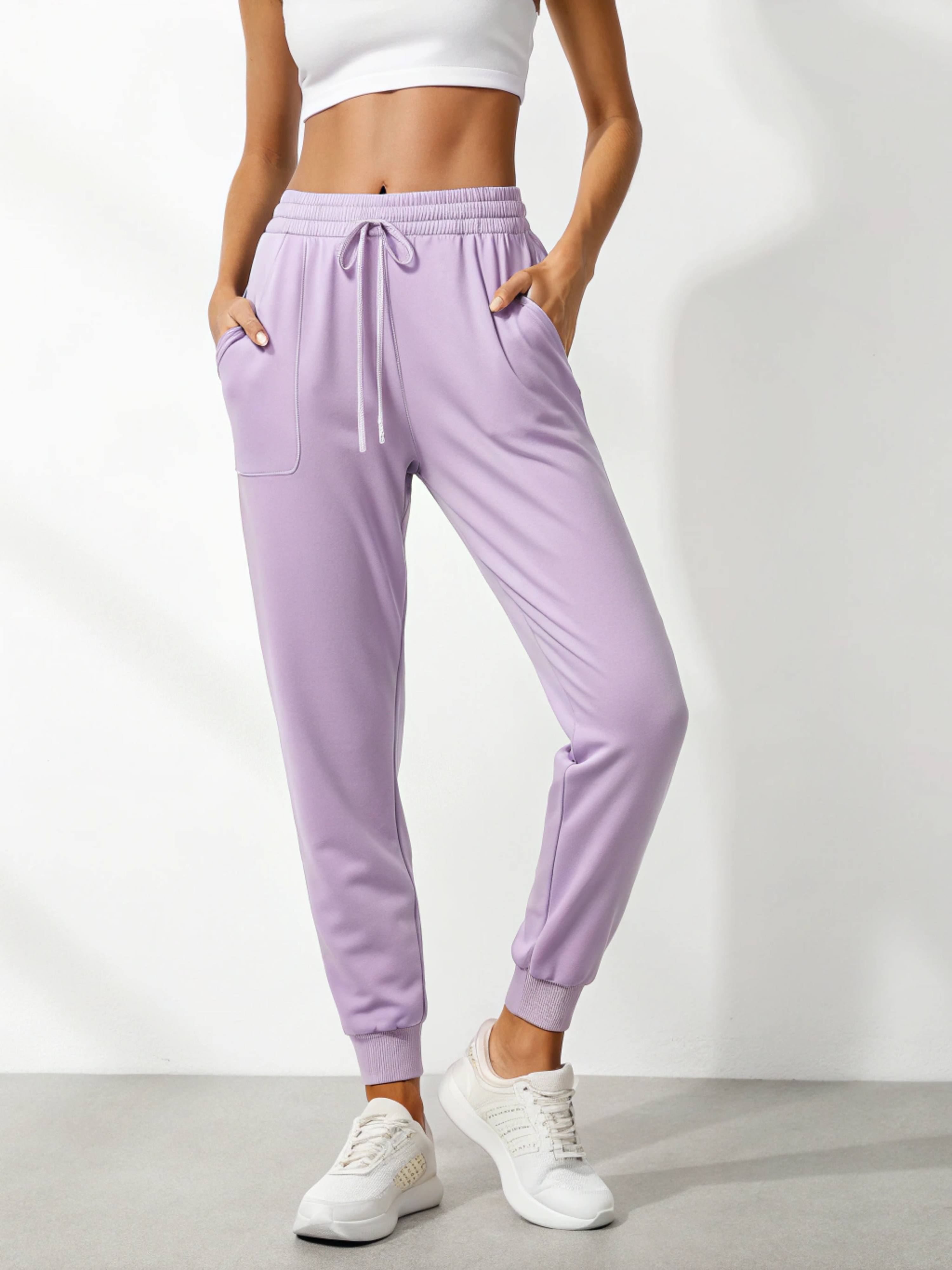 Stride Luxe: Premium Cotton Women’s Joggers Lavender