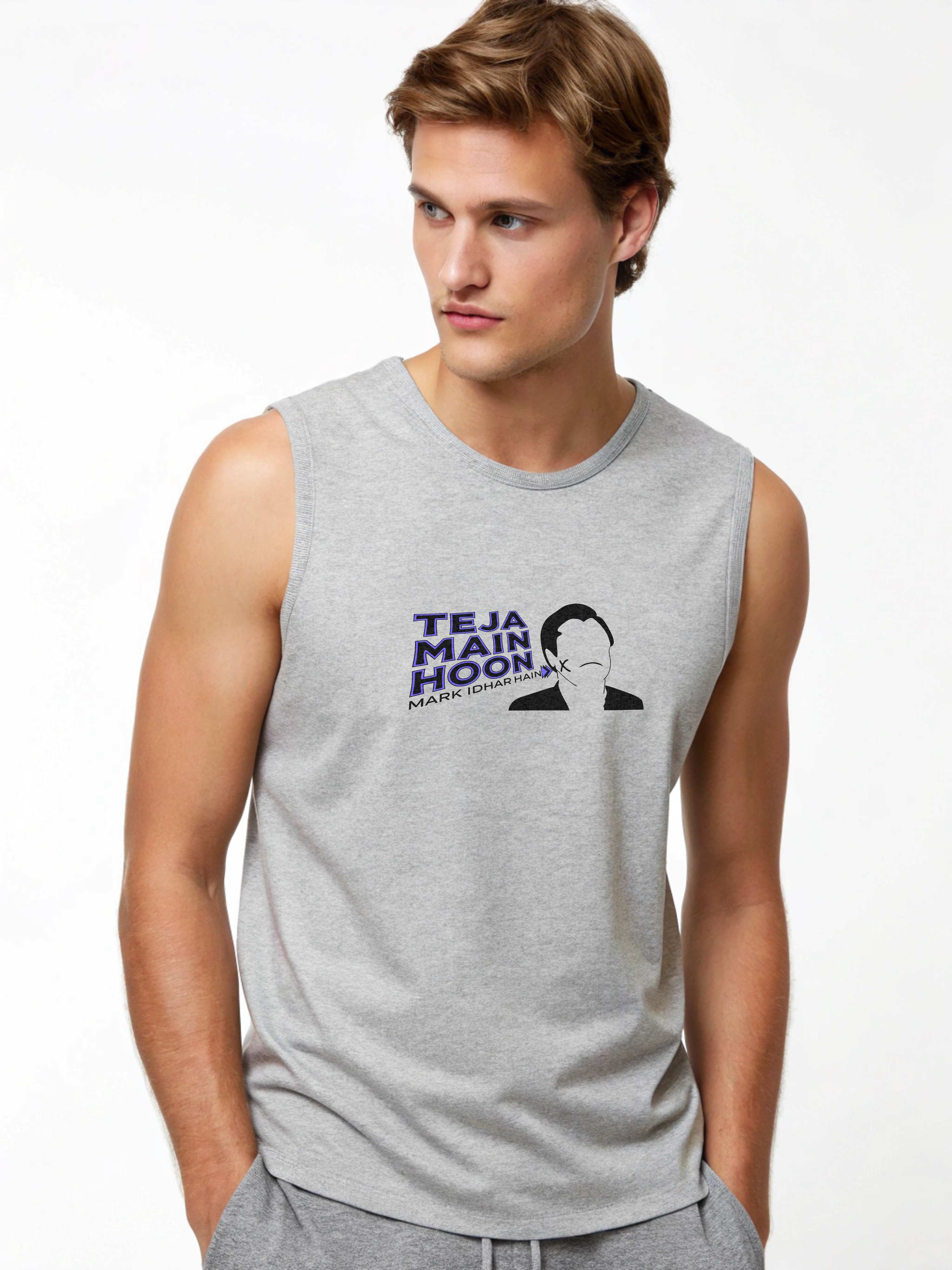 Teja Main Hoon – Men’s Sleeveless Cotton Tee