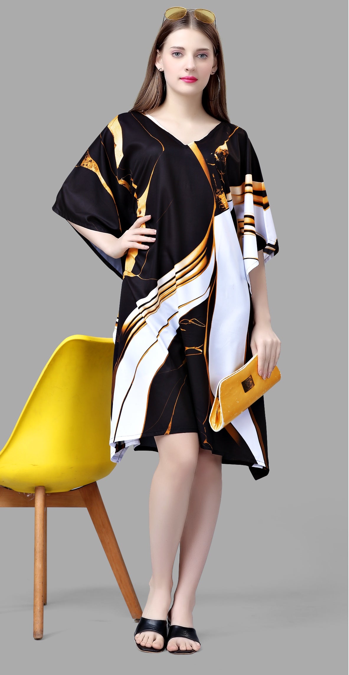 Noir Swirl Luxe Kaftan - image 1