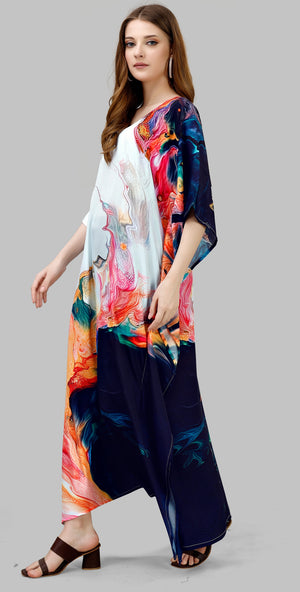 Celestial Drift Marble Print Kaftan Dress - image 1
