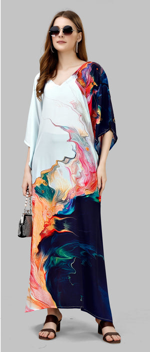 Celestial Drift Marble Print Kaftan Dress - image 2