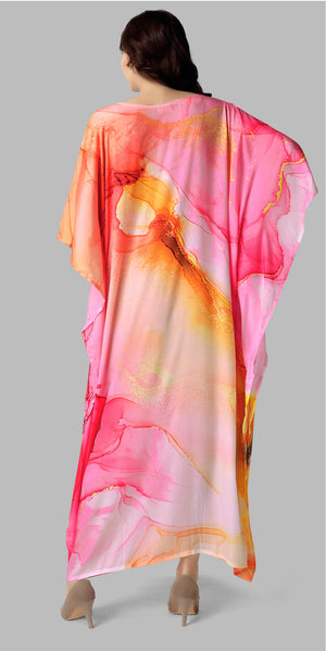 Solar Bloom Fluid Art Kaftan Dress - image 3