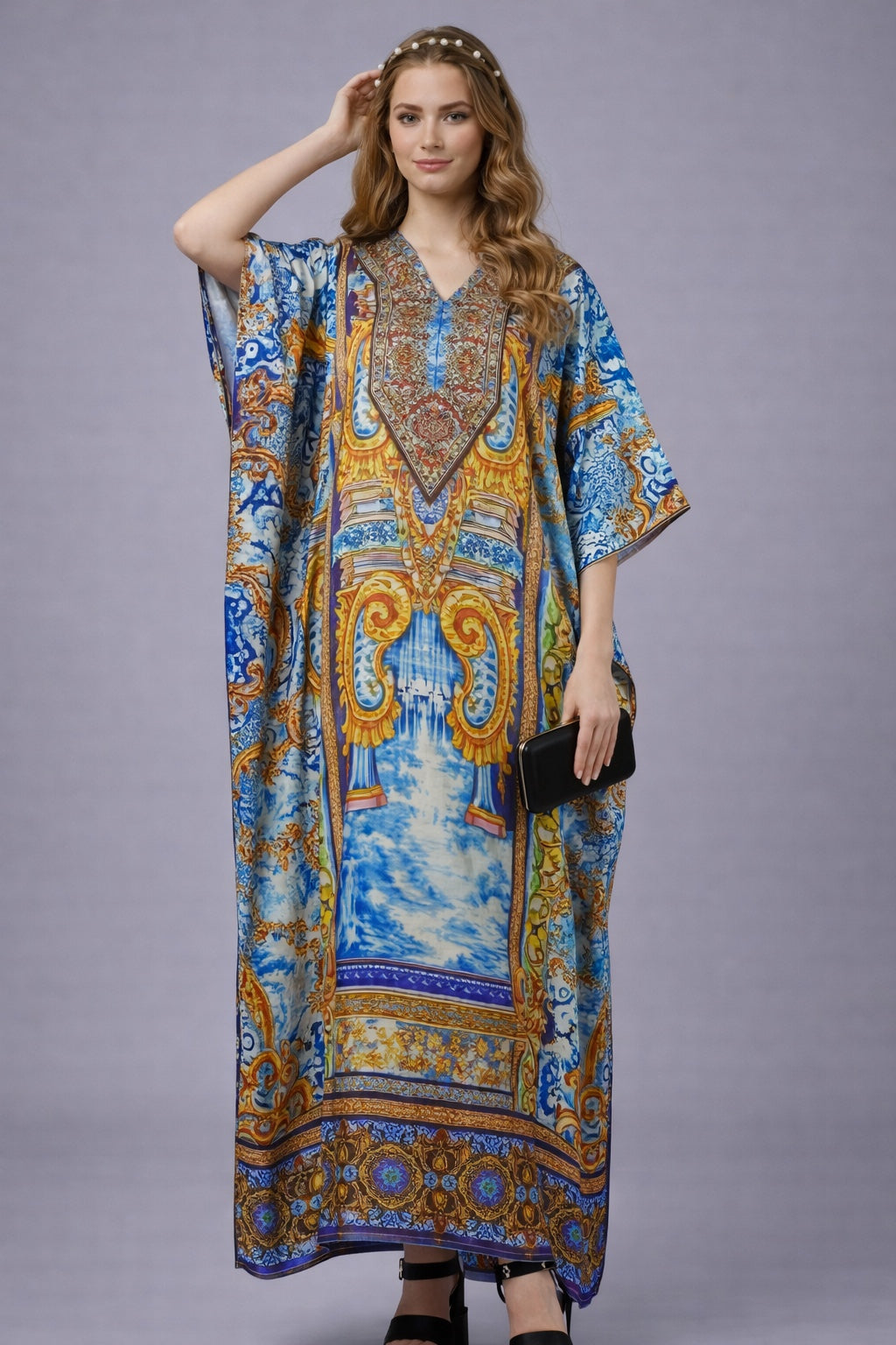 Cobalt Mosaic Kaftan - image 1