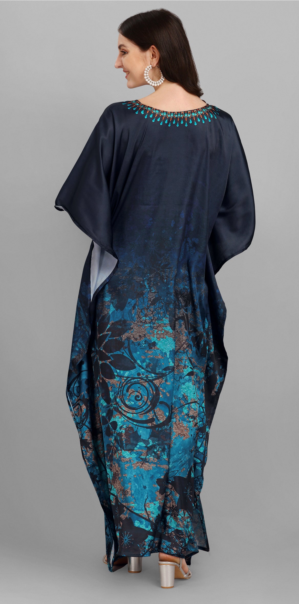 Royal Peacock Print Kaftan - image 3
