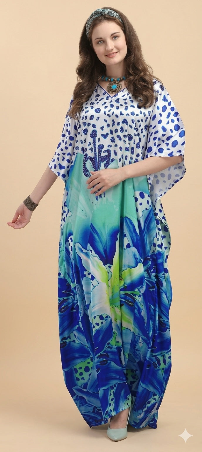 Azure Bloom Kaftan - image 1