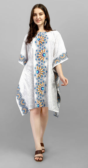 Radiant Bloom Printed White Kaftan Dress - image 2