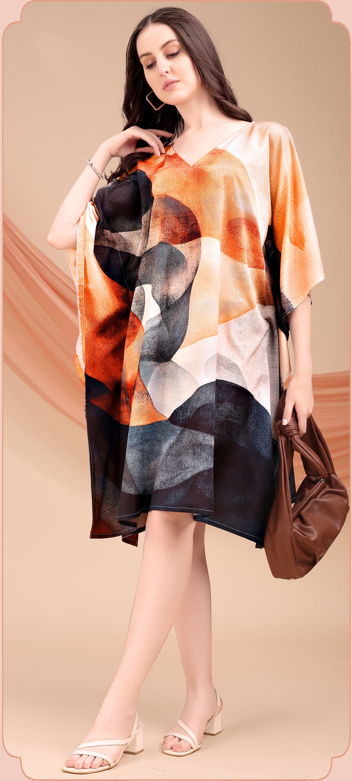 Earthy Essence Printed Kaftan Dress - image 1