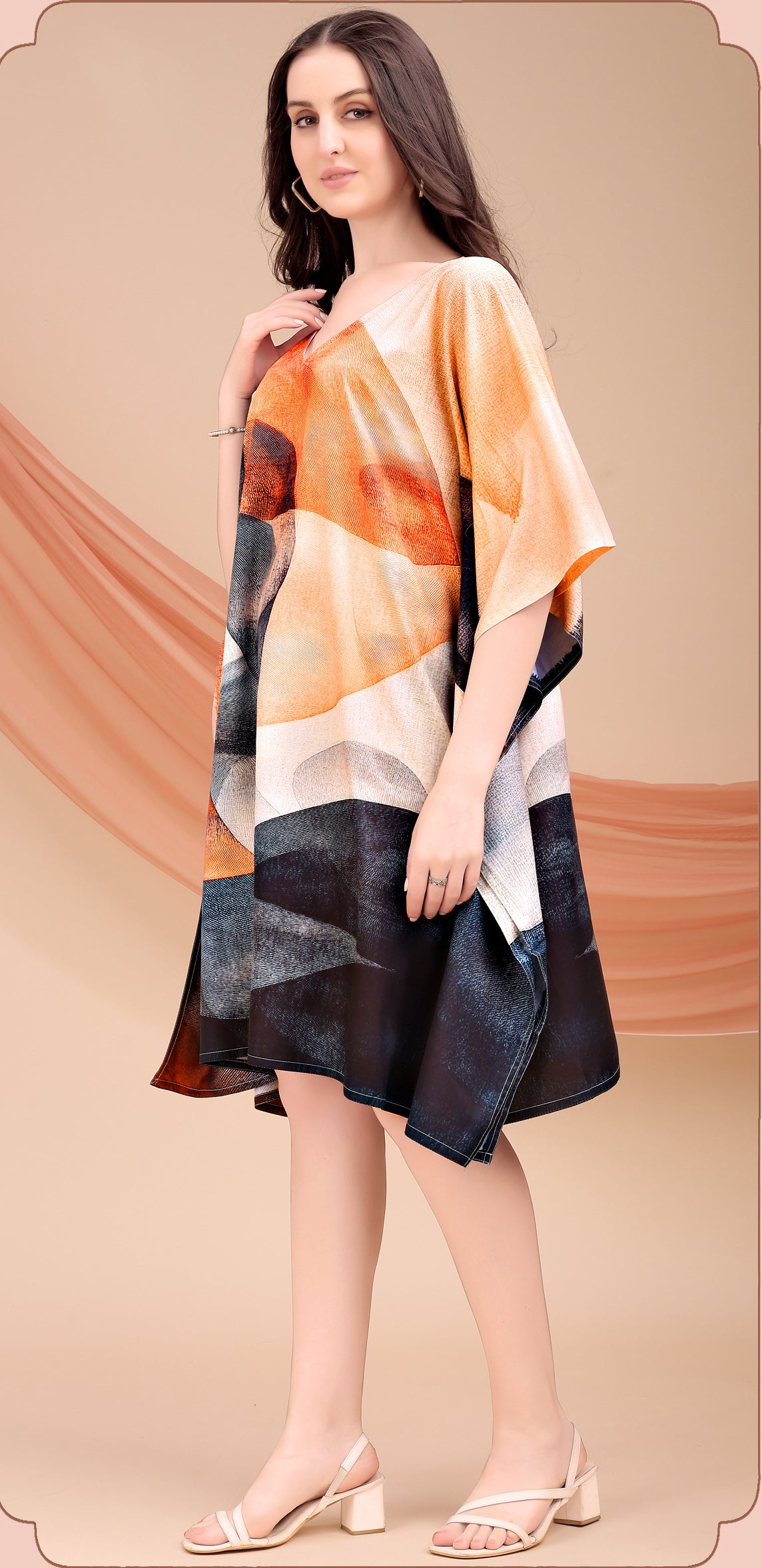 Earthy Essence Printed Kaftan Dress - image 3