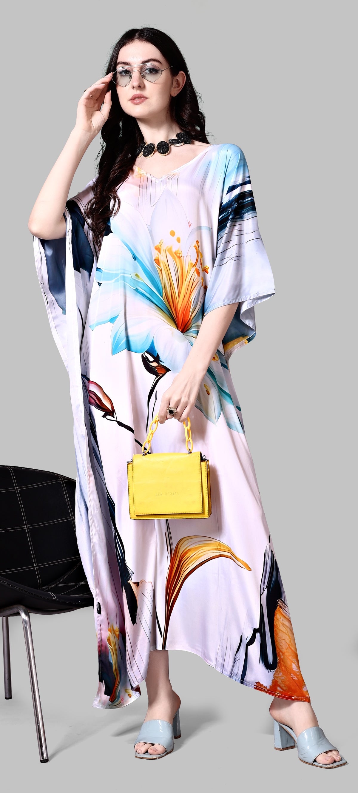 Lilac Bloom Botanical Kaftan Dress - image 1