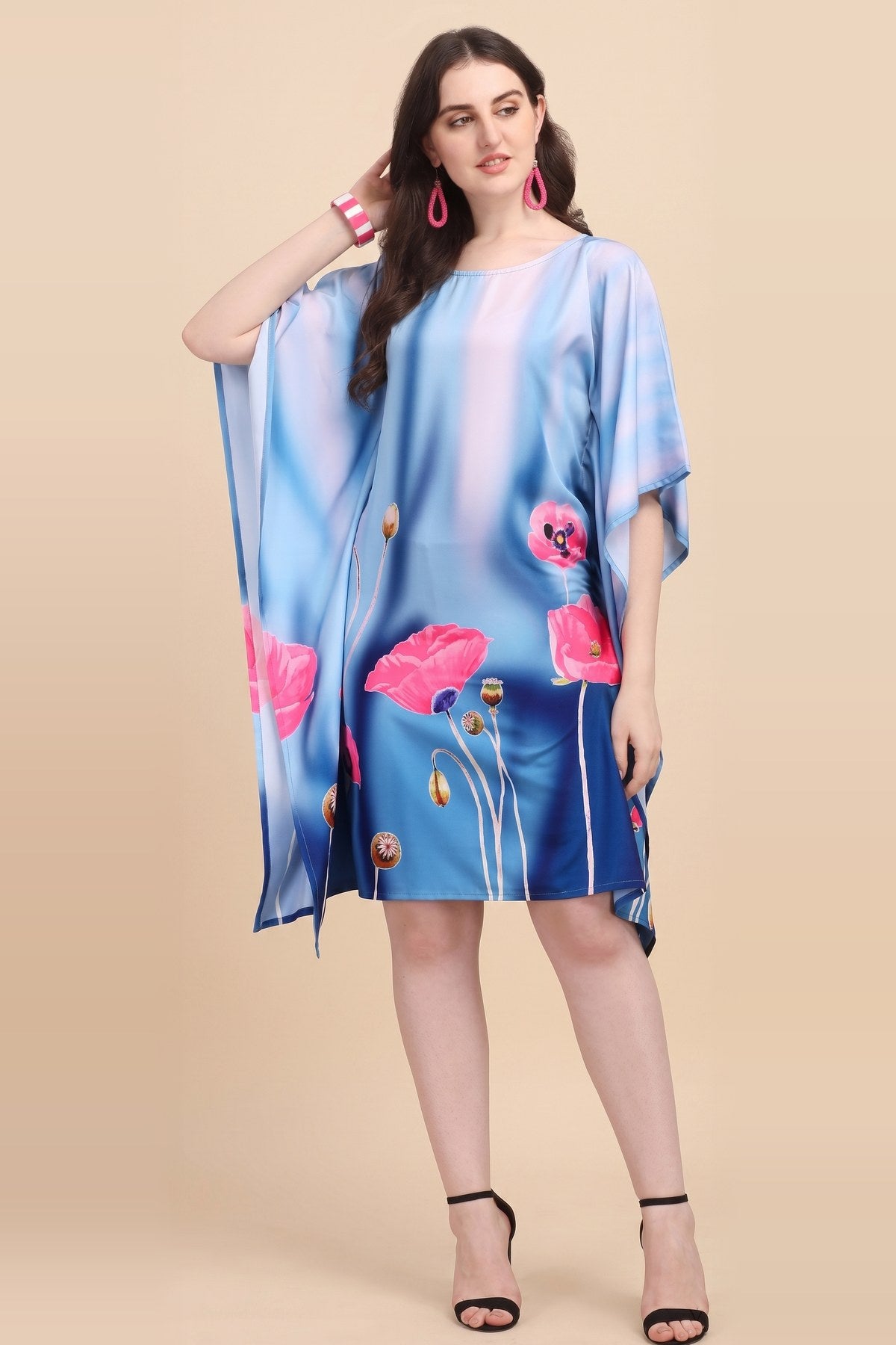 Azure Poppy Mini Kaftan