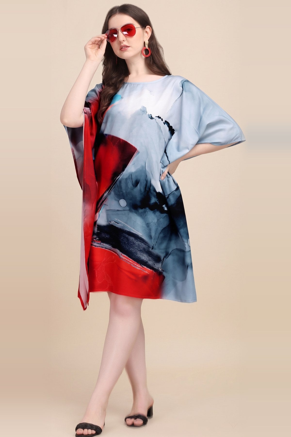 Crimson Horizon Mini Kaftan