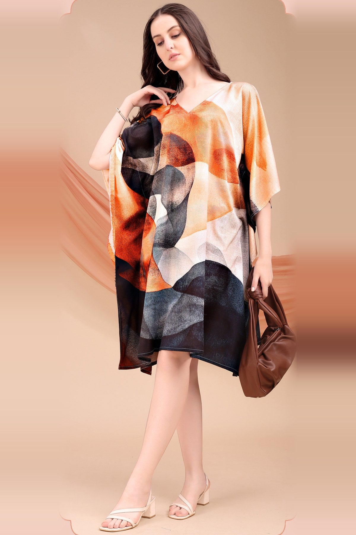 Earthy Essence Printed Kaftan Dress