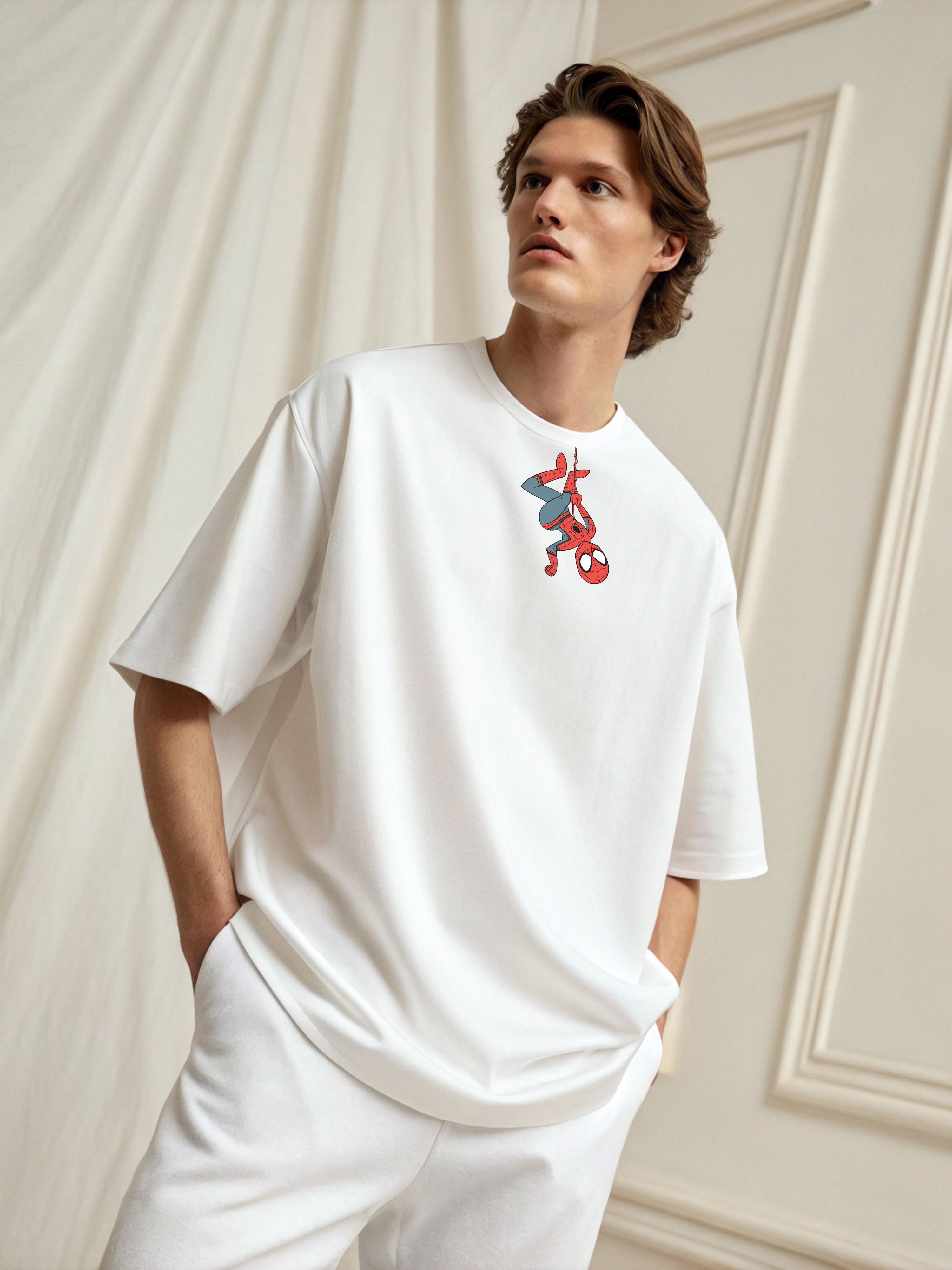 Webslinger Drip: Spidey Hangout Men’s Oversized Tee